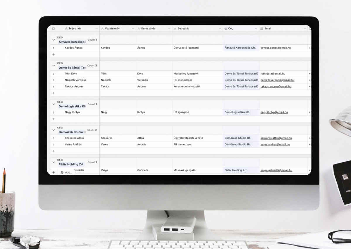 Airtable adatbázis csoportos lista