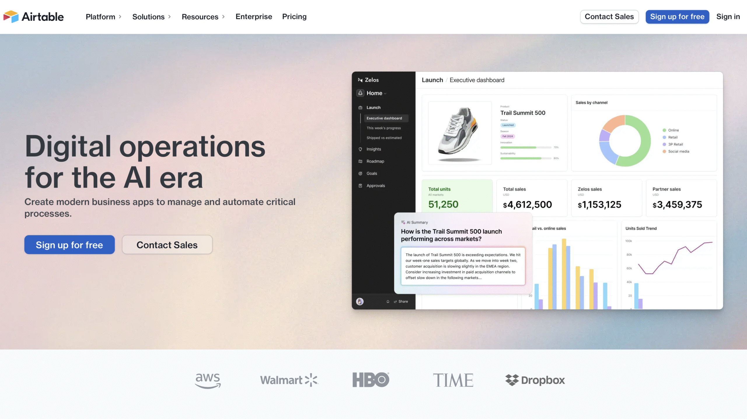 Airtable weboldal screenshot