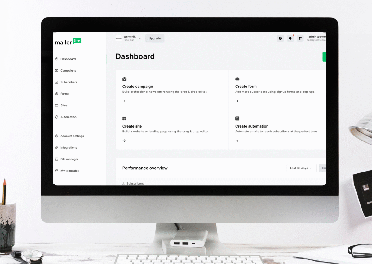 MailerLite dashboard
