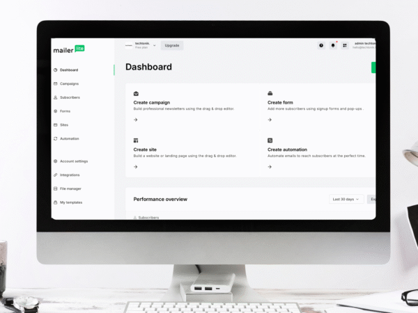 MailerLite dashboard