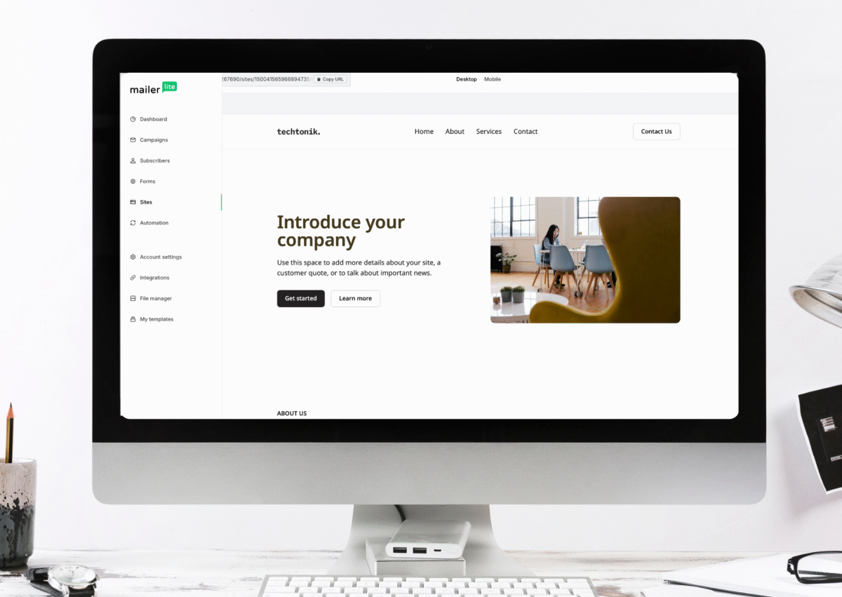 MailerLite weboldal